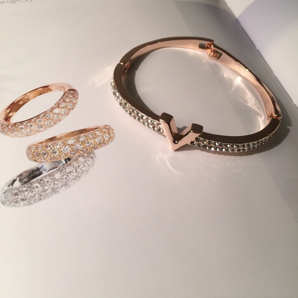 Essential V Rose Gold & Rhinestone Bracelet - Picture 3 of 8